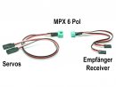 Kabelsatz für 2 Servos MPX 6-Pol Stecker / 300mm